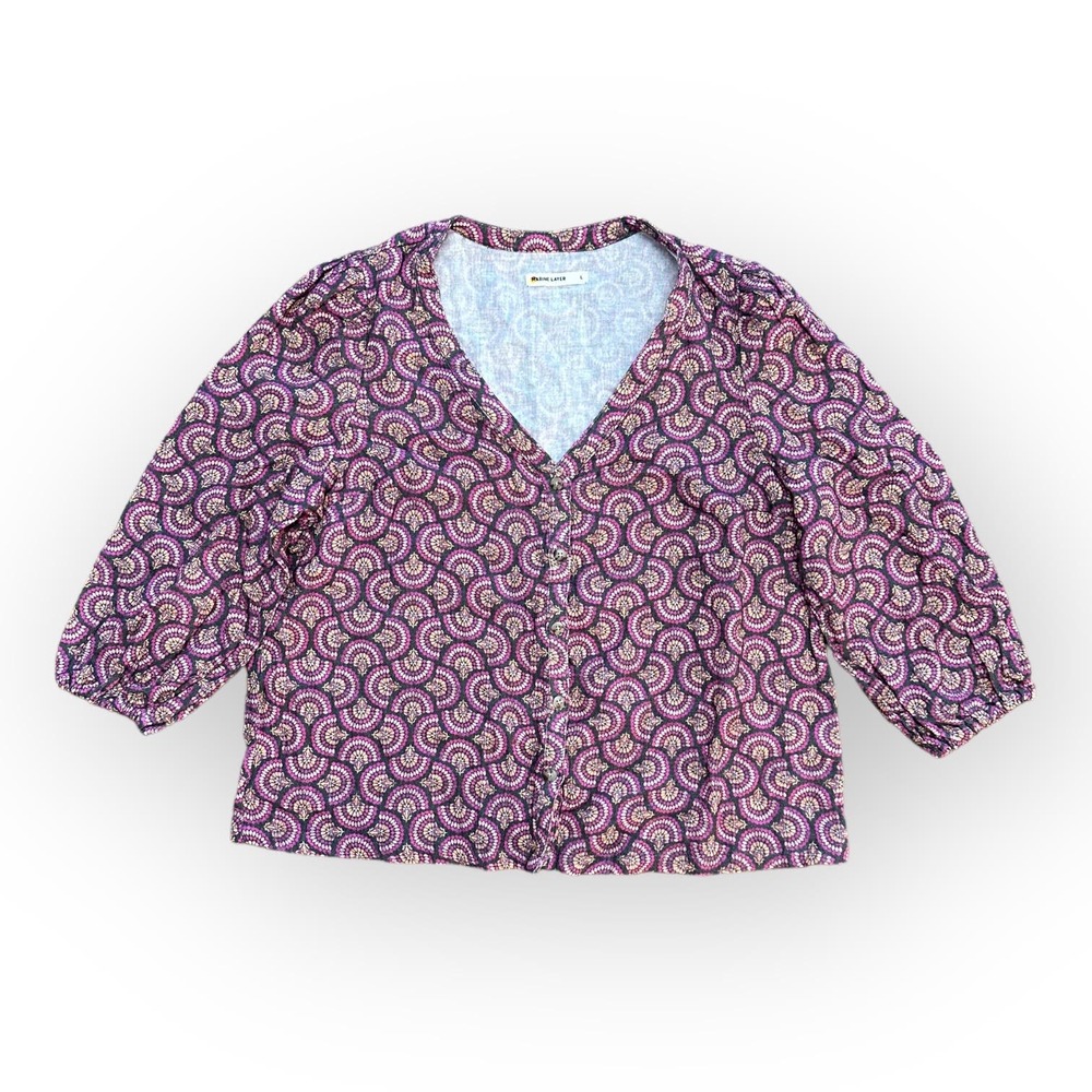Marine Layer Printed Colette Double cloth Top Size L